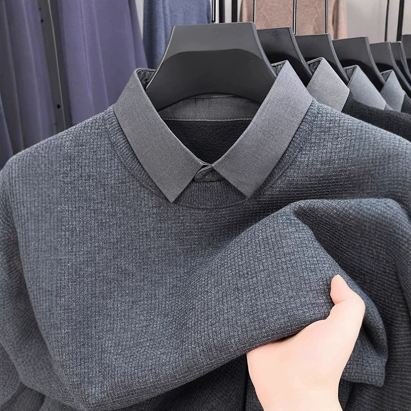 Зимний бархатный утолщенный поддельный свитер из двух предметов