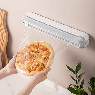Wall-mounted magnetic cling film cutter kitchen household three-in-one adsorption cling film cutting box tin foil oil paper cutting