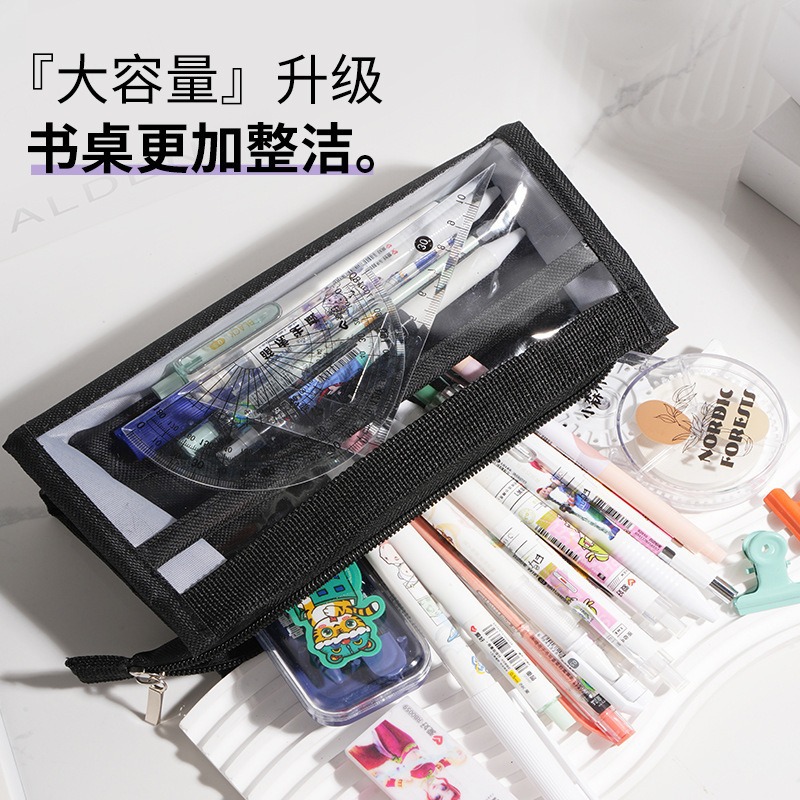 ins estuche de lápices transparente de seis capas de gran capacidad para estudiantes de secundaria y estudiantes de primaria, estuche de lápices de aspecto alto, bolsa de papelería transparente simple