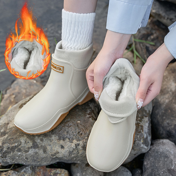 Cross-border winter fixed velvet rain boots for men