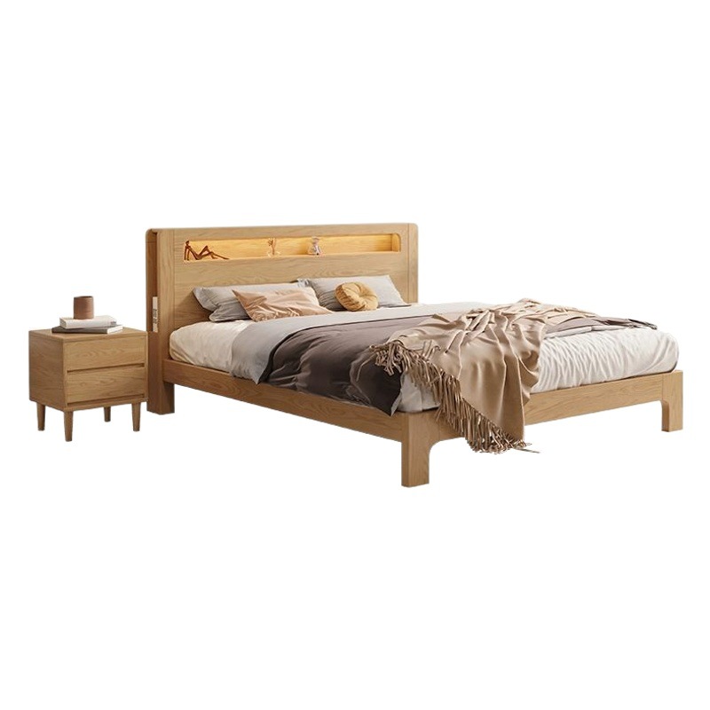 Cama de madera maciza de fresno nórdico hogar 1,8 m cama doble de boda moderna minimalista 1,5 m dormitorio principal cama individual