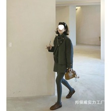 复古韩系小个子毛呢套装女2025秋冬新款气质感时尚显瘦两件套