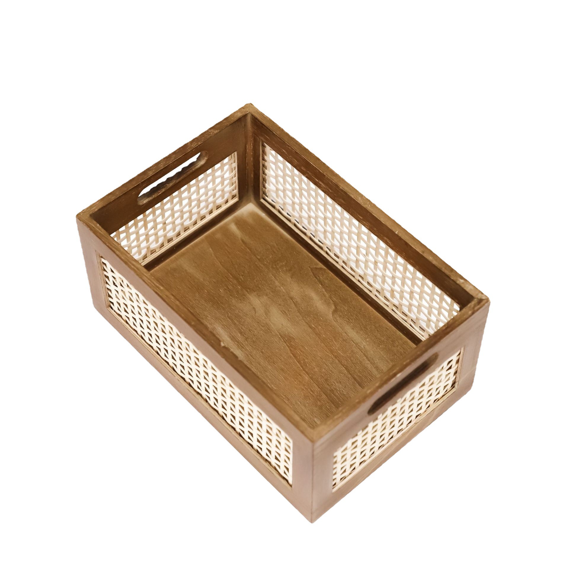 Cesta de almacenamiento vintage de nogal caja de madera maciza hueca creativa ins suministros para el hogar cesta de almacenamiento de aperitivos en stock