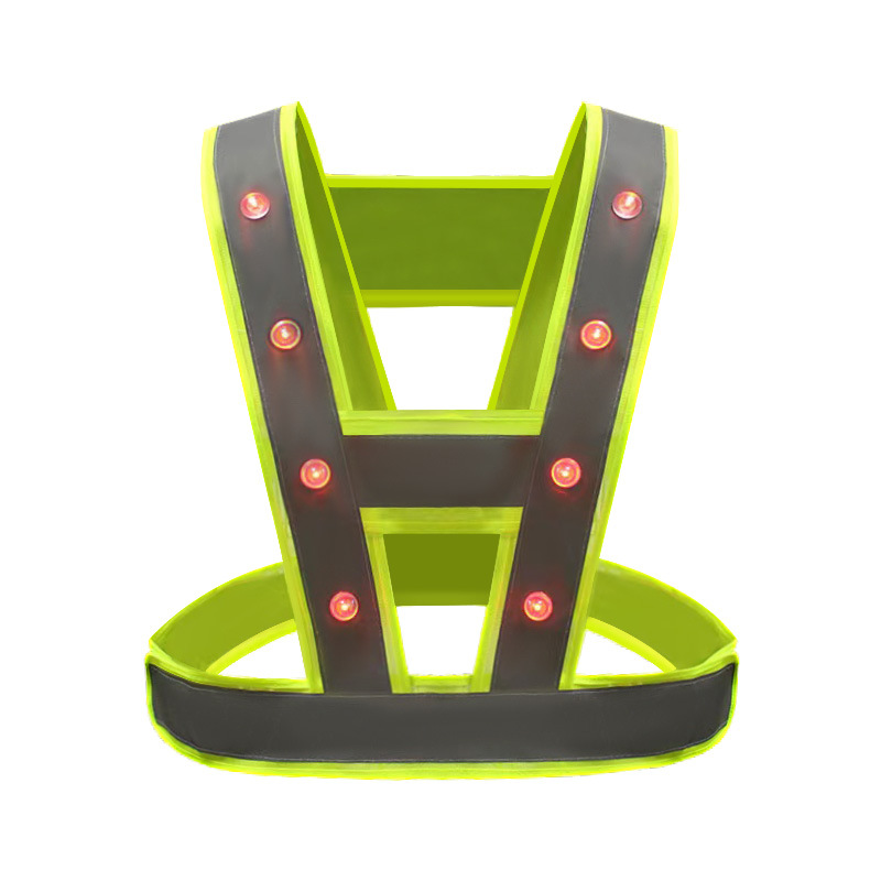 chaleco reflectante led chaleco luminoso seguro de construcción de chaleco fluorescente en forma de V cinturón reflectante con lámpara de ropa reflectante