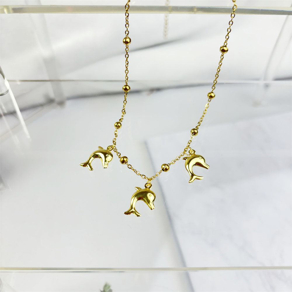 Plating Design Marine Style Starfish Dolphin Shell Titanium Steel Wholesale Pendant Necklace