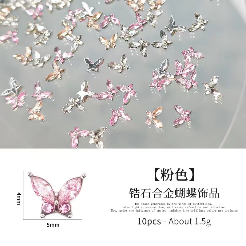 Manicure flash mini mariposa joyería aleación cristal zircón ultra brillante ojo de caballo accesorios taladro de uñas tridimensional al por mayor