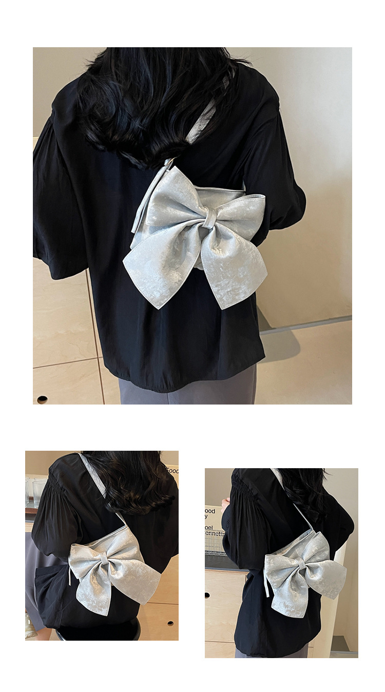 Women's Medium Pu Leather Bow Knot Elegant Square Zipper Crossbody Bag display picture 2