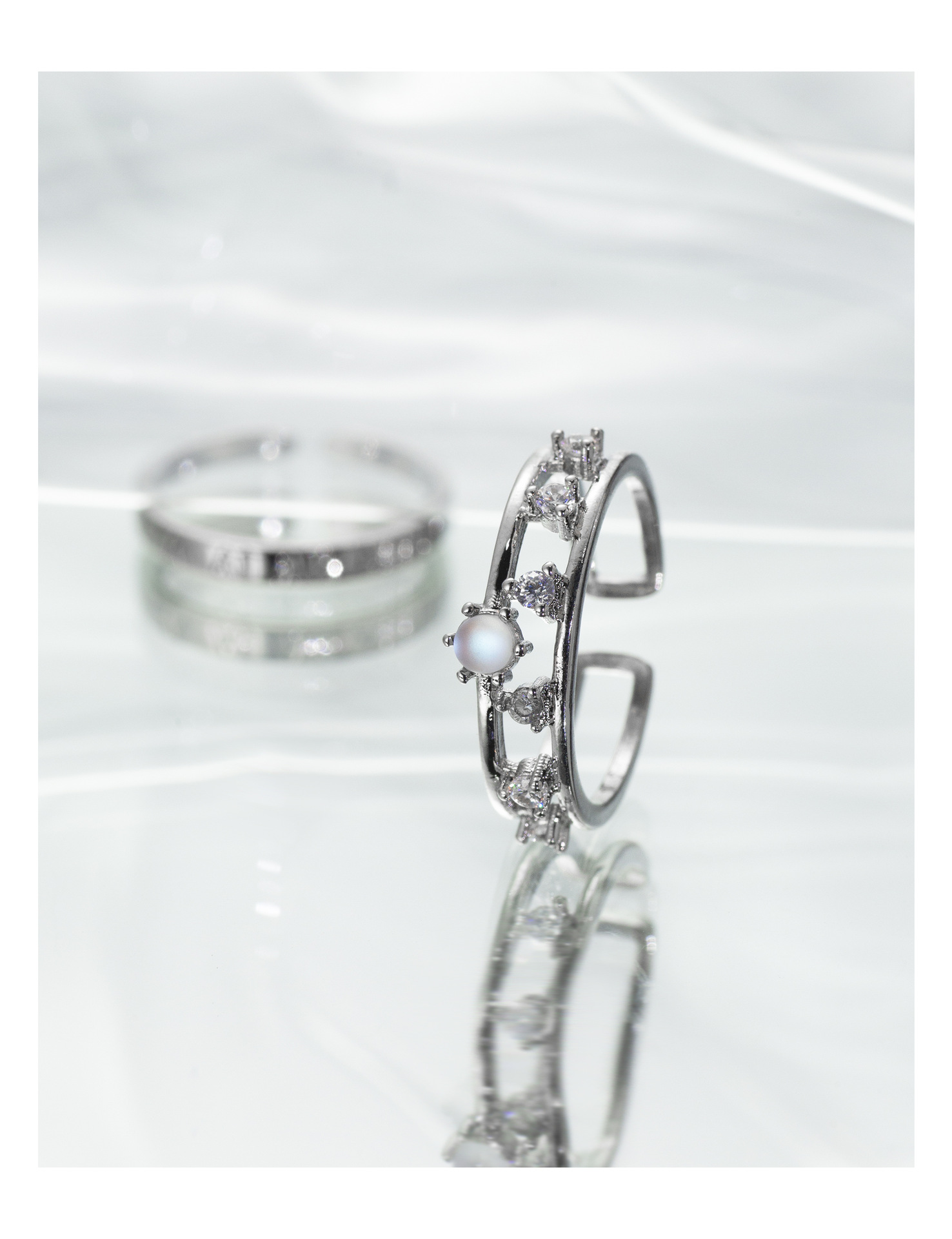 Fashion Geometric Copper Plating Zircon Open Ring 1 Piece