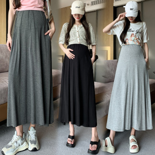 Real shot 2024 new pregnant women plus size skirt modal long large swing pregnant women skirt 200kg