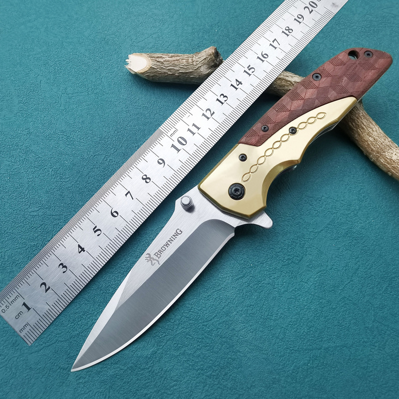 木柄折叠户外小刀高硬度生存军刀野营钓鱼折刀水果刀一件代发商品
