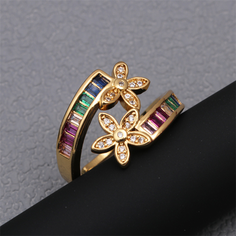 Fashion Butterfly Copper Rings Micro Inlay Zircon Copper Rings