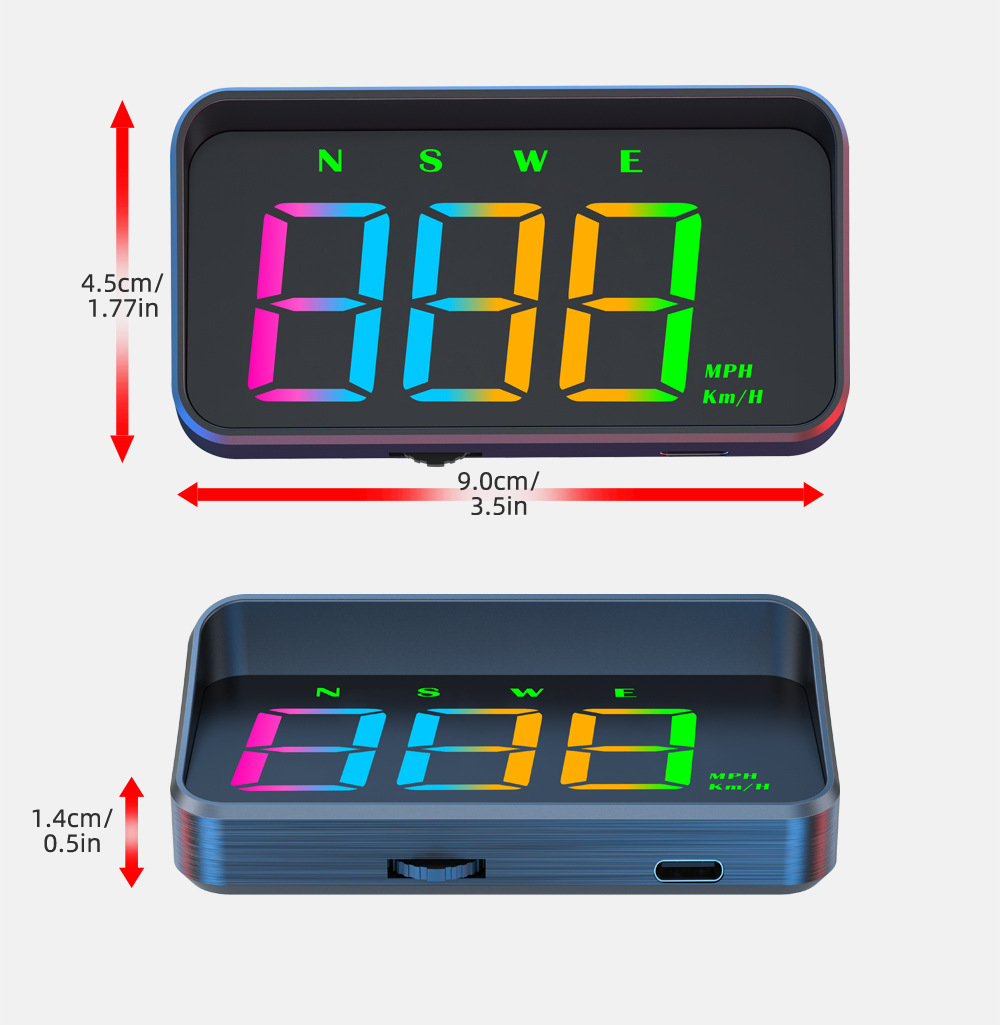 Hud Head-Up Display Car Color Screen Speedometer Universal Gps Speedometer High-Definition Reflective Head-Up Car Display