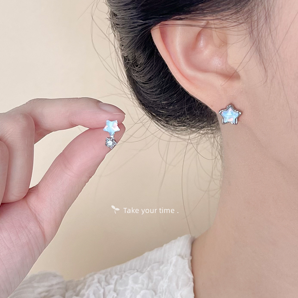 Pendientes de botón con circonita y perla para mujer_voghion.com