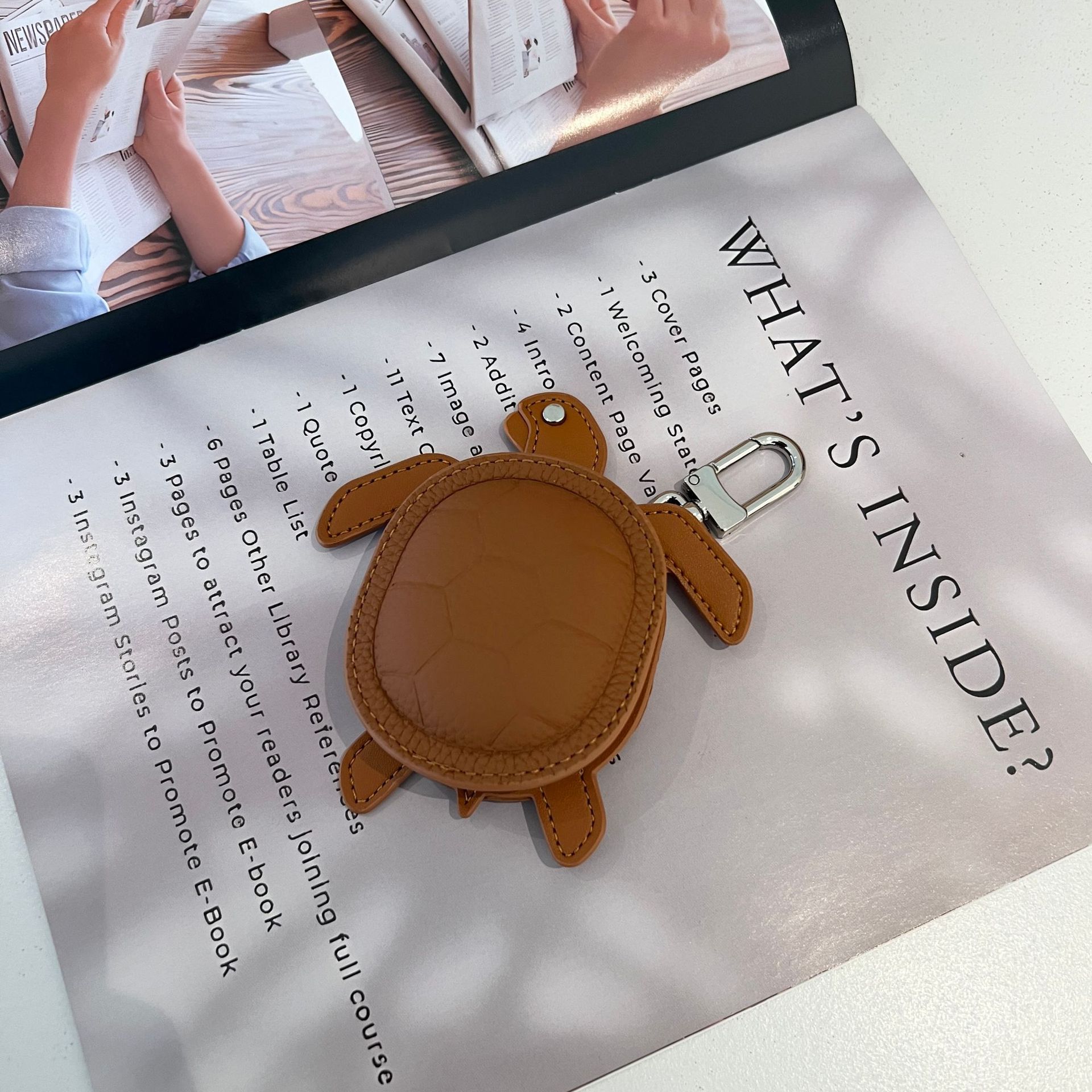 선물 상자가 있는 거북이 갈색