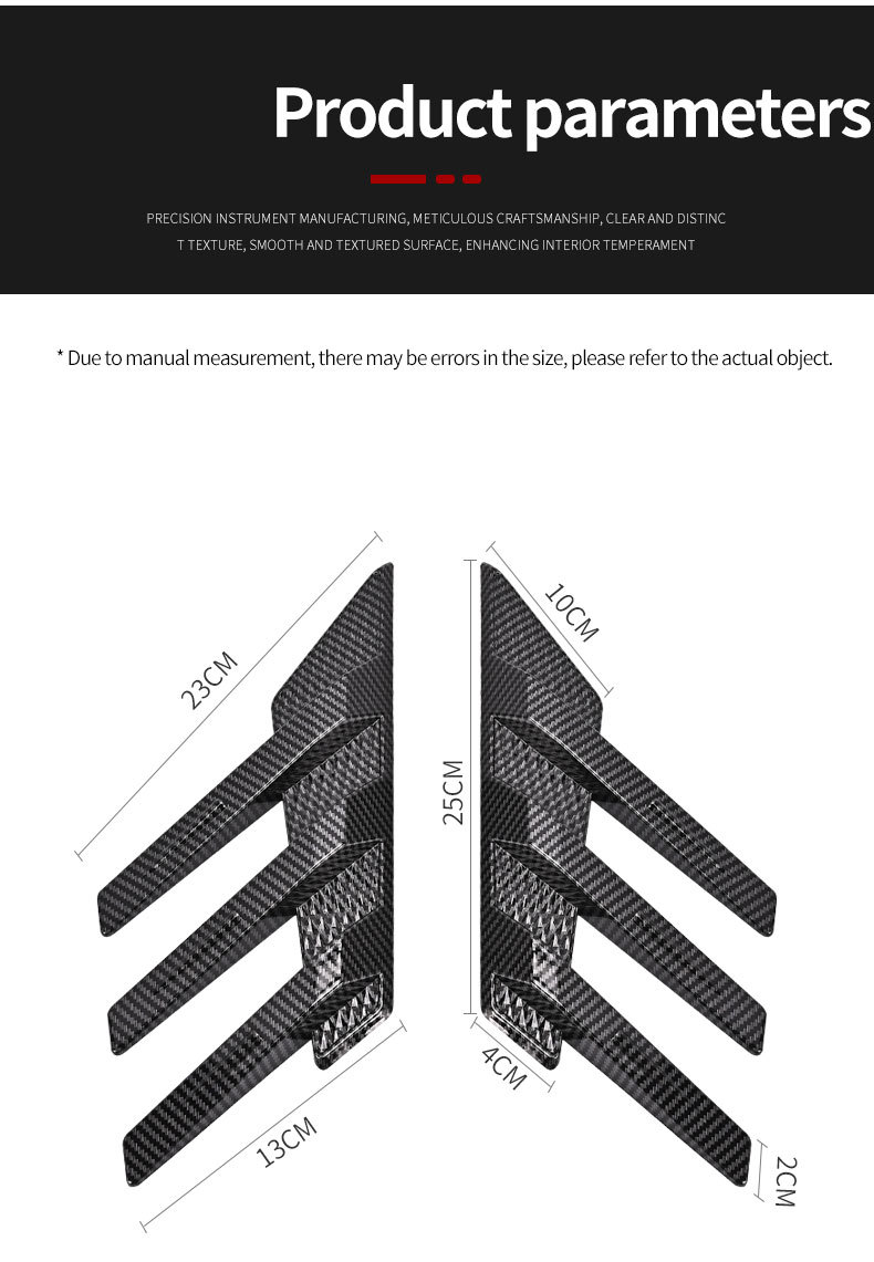 Car Simulation Shark Gill Fender Wing Modification Sticker Shark Fin Carbon Fiber Decorative Sticker Air Vent Sticker Factory