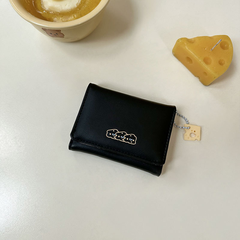 [Galleta de queso] manruike titular de la tarjeta de las mujeres lindas creativo corto tríptico Monedero billetera mujeres