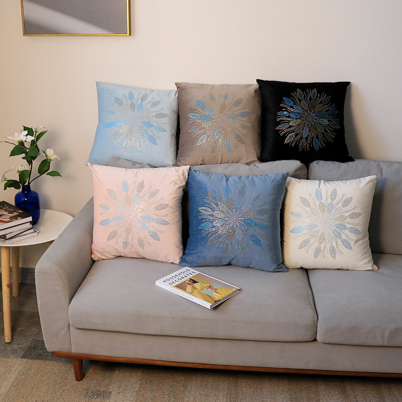 Moderno semplice colore olandese velluto strass fiore federa decorazione della casa modello camera divano cuscino fodera all'ingrosso_voghion.com