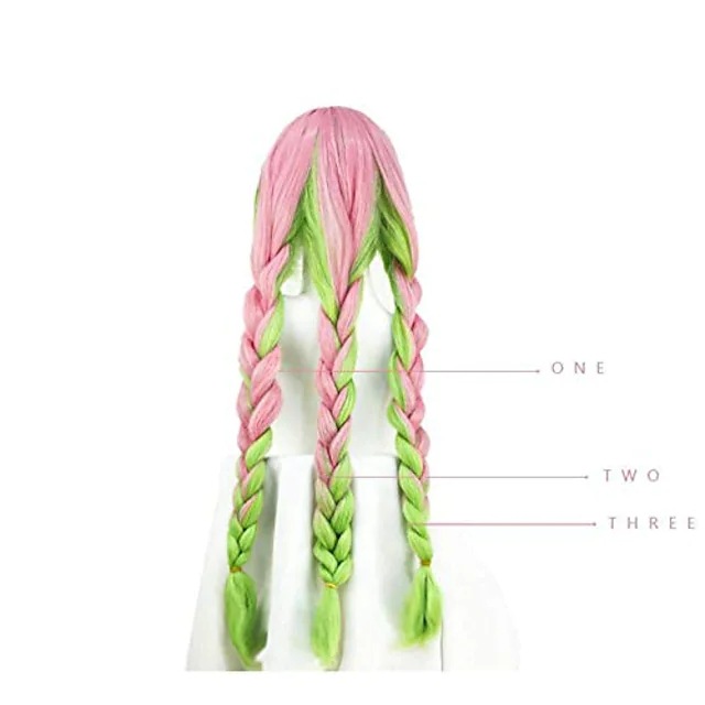 Murino Ghost Blade Templo de manosa miel vidrio Rosa gradiente verde forma Twist Braid cos peluca