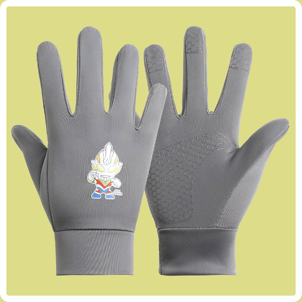 Guantes finos para niños, de secado rápido, transpirable, antideslizante, alta elasticidad, primavera, otoño, verano, ciclismo, montañismo, protección solar, guantes de seda de hielo de cinco dedos