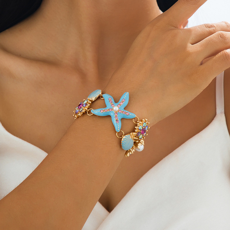 Beach Vacation Style Ocean Starfish Shell Bracelet Women's Bohemian Style Jewelry 2025 Spring and Summer Trend