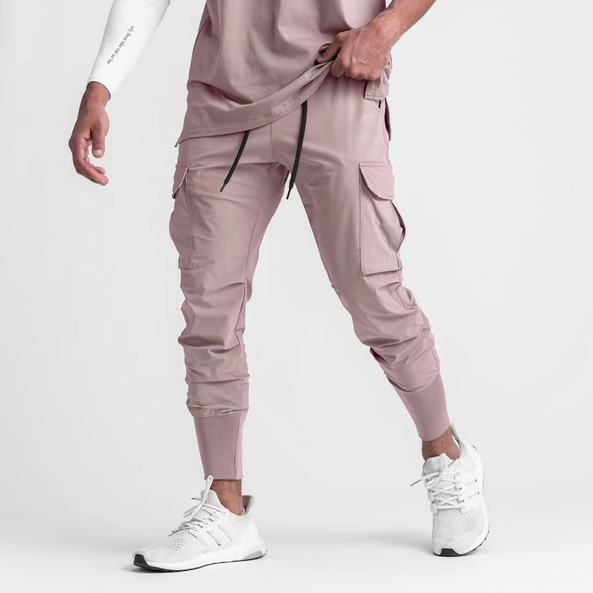 Transfronterizos europeos y americanos multi-bolsa pantalones cremallera pantalones de pierna cerrada moda casual de secado rápido transpirable correr Pantalones deportivos para hombres