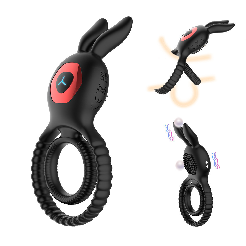 Remote Control Vibrating Rabbit Cock Ring with Silicone Body and Button Control — detail image 1