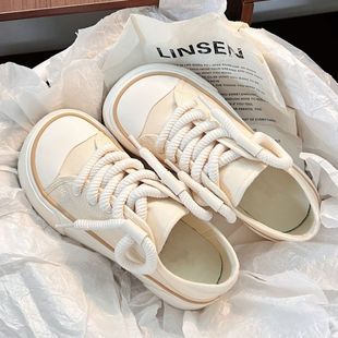Thick-soled two-wear canvas shoes women's 2025 spring new niche original ugly adorable mango head student half-drag small white shoes