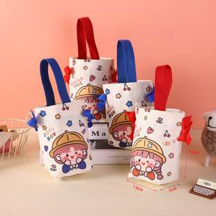Cartoon Boy and Girl Canvas Bag Children's Day Snack Sharing Bag Birthday Souvenir Tote Bag Candy Bag