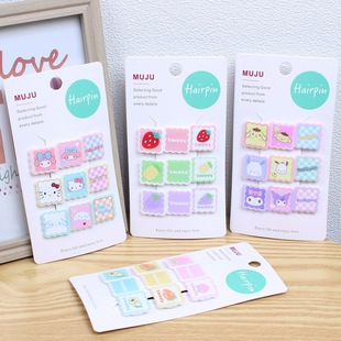 Sweet Sanrio Kidsren's Hair Clip K-Style Cartoon Bb Clip Exquisite 3 Card-Mounted Side Clip Cute Girl Bangs Clip