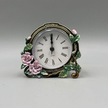 欧式迷你小座钟复古桌面钟表小摆件金属珐琅彩简约家用装饰品