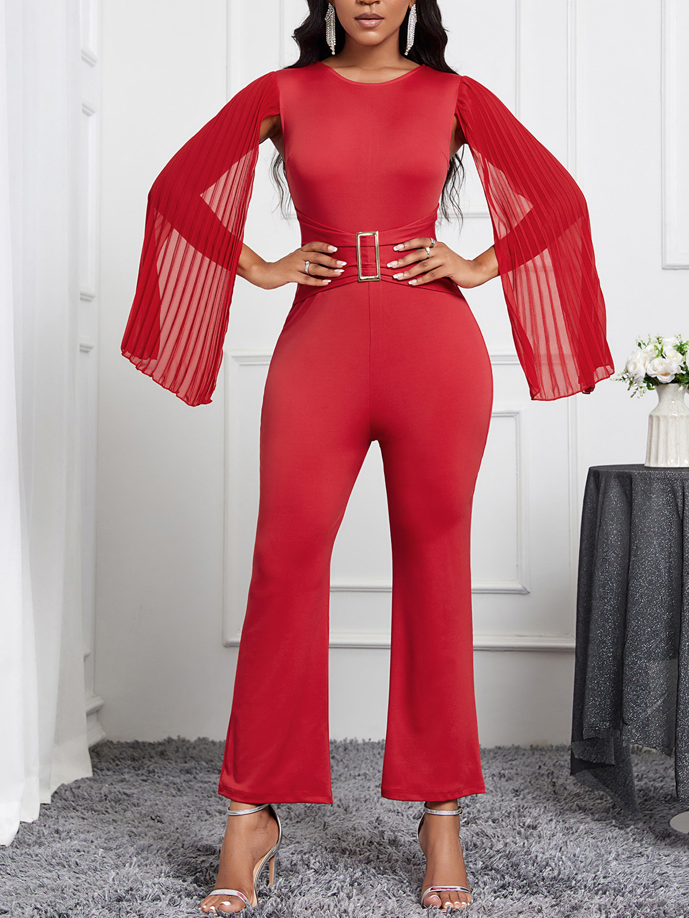 Nicho de estilo de diseño europeo-americano transfronterizo solo para desear amazon temperamento elegante mono mono pantalones de mujer