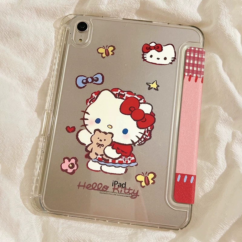 Красная клетчатая обложка Hello Kitty для планшета iPad 10/11 поколения/ Air7/10.2/10.9/Pro