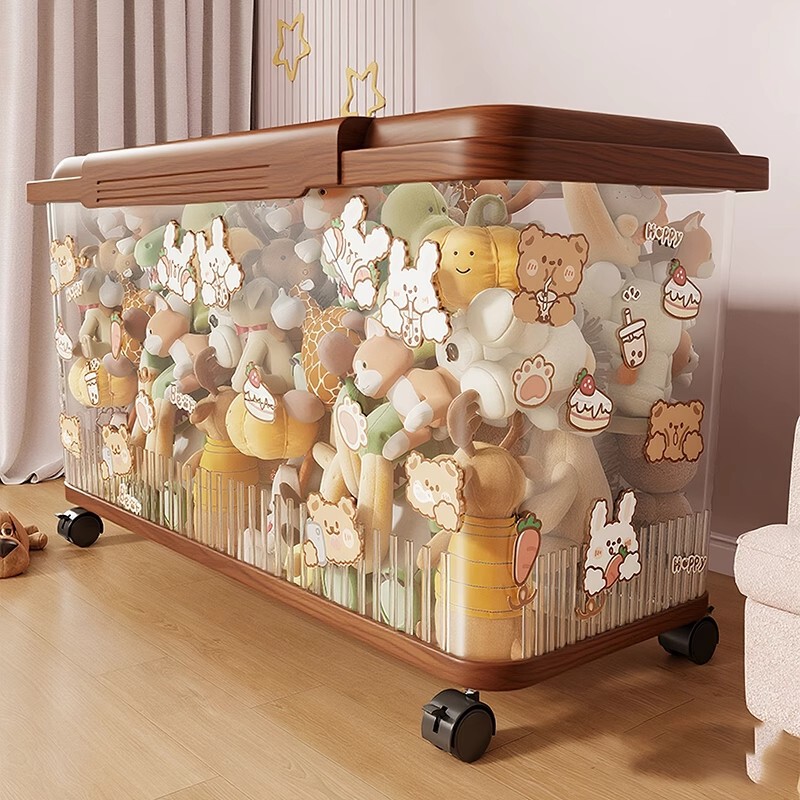 Toy Storage Box, Transparent with Lid, Stackable, Children's Doll and Building Block Storage Box, Large Capacity Snack Storage Box