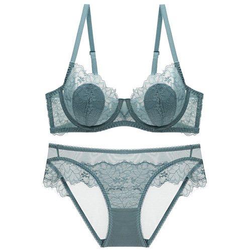 Sexy Lace Thin Transparent Bra Women's Underwear Large Size Bra Set