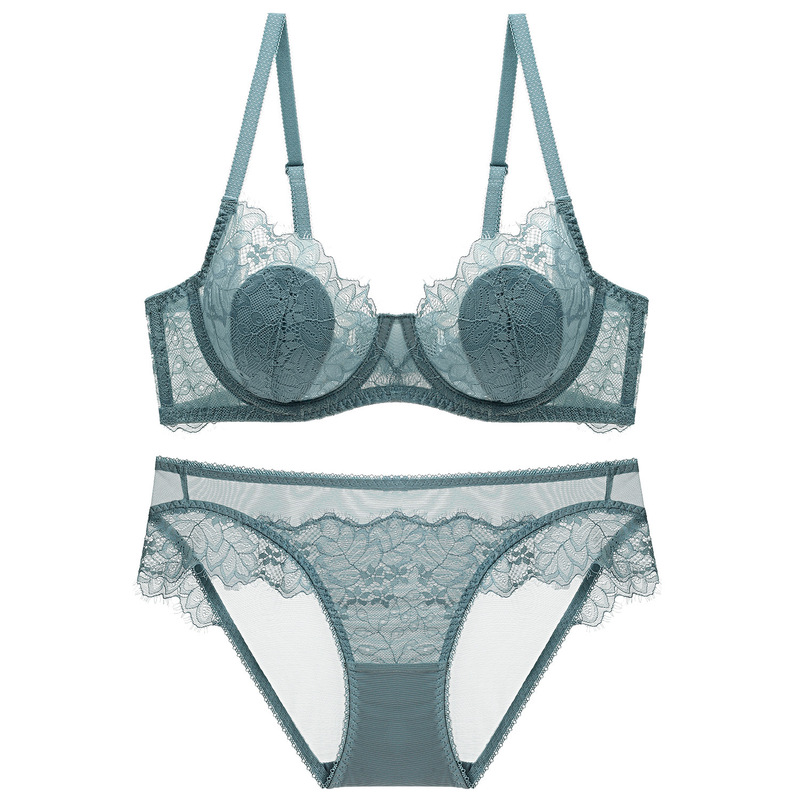 Sexy Lace Thin Transparent Bra Women's Underwear Plus Size Bra Set