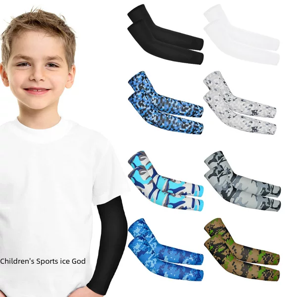 Sharetour Kidsren's Ice Sleeves, Anti-Uv, Sweat-Absorbent, Running Sports Arm Sleeves, Quick-Drying Ice Silk Sun Protection Sleeves