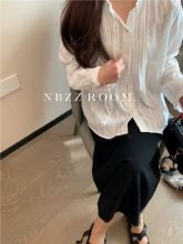 2025春夏/轻奢减龄别致镂空小衫白色衬衫女洋气慵懒风琴褶皱衬衣