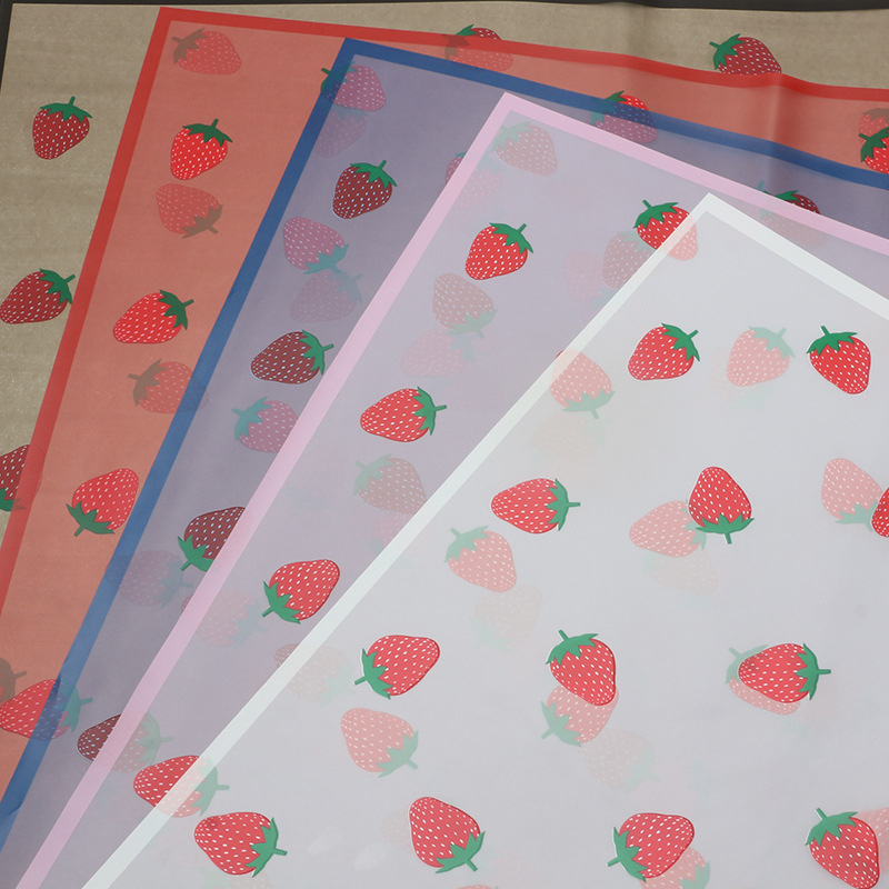 Huaxi Fresa Impresión Papel de embalaje de flores Papel liso coreano Ramo de flores Papel de flores Regalo de bricolaje Material floral
