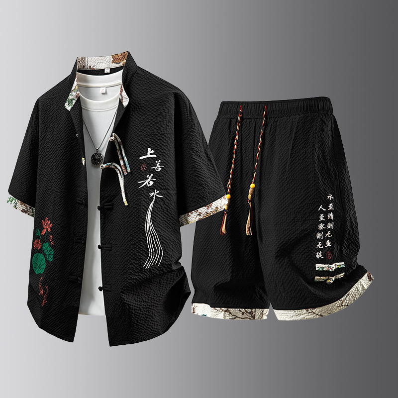Two-Piece Set Men's 650 Ethnic Short-Sleeve T-Shirt Men's Clothing 202558 Tang Suit Summer Style Summer Outfit China 4 Best Two-Piece Set Men's 650 Ethnic Short-Sleeve T-Shirt Men's Clothing 202558 Tang Suit Summer Style Summer Outfit China 4 Best