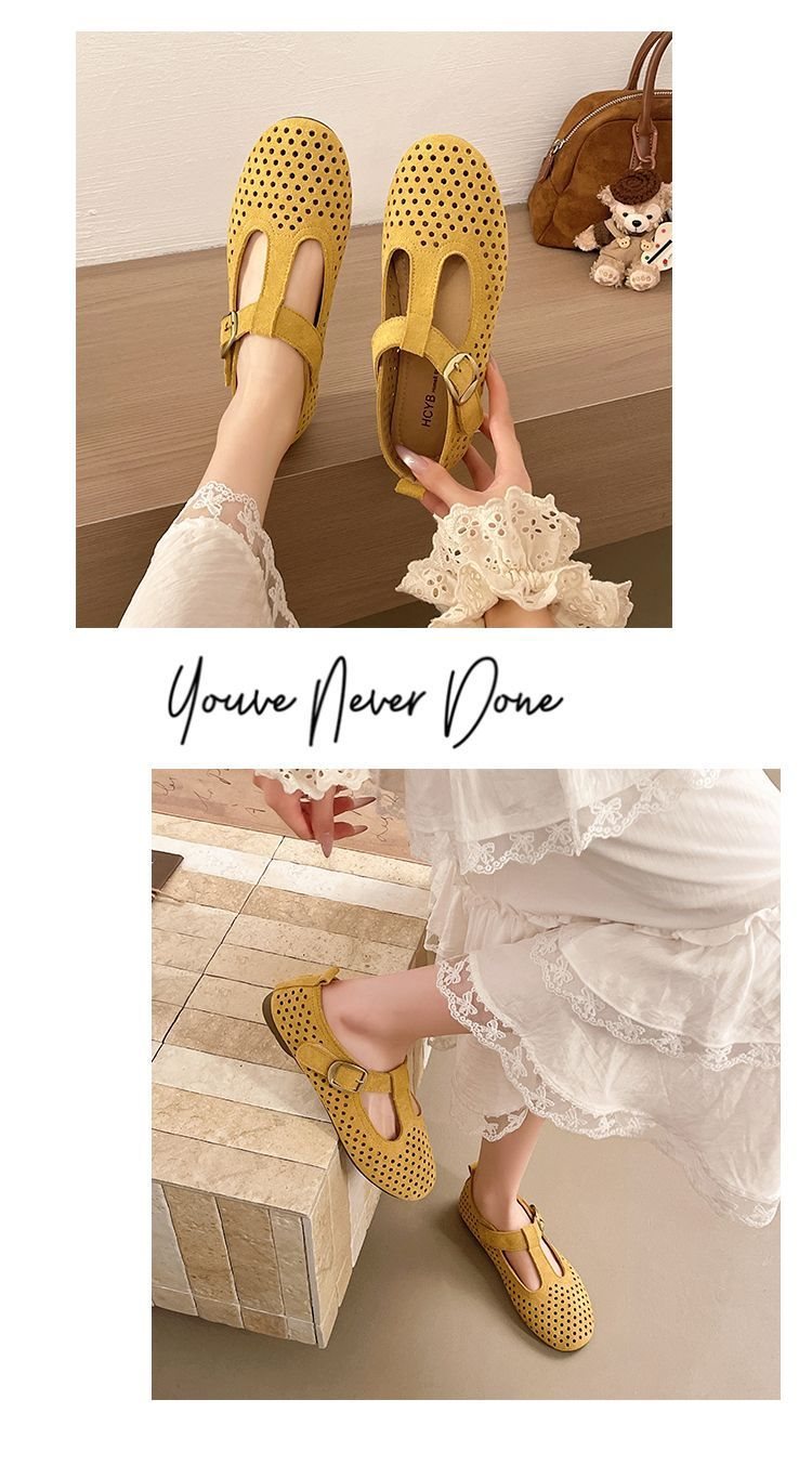 French-style Mary Jane For Women, 2026 Summer Collection, Round Toe, Shallow Cut, Hollowed-out, Breathable, Comfortable,_vogvips.com