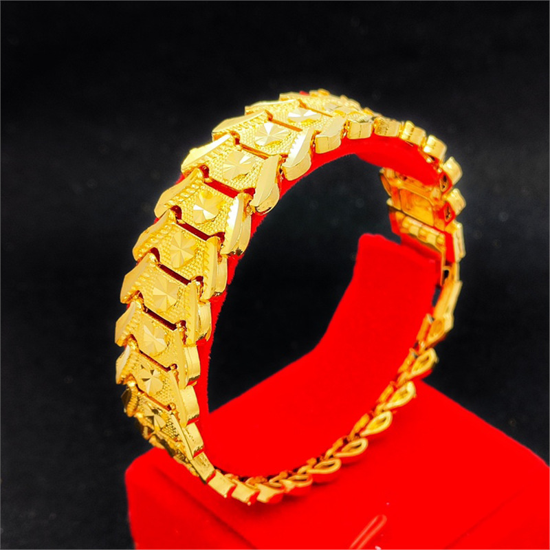 Domineering Bracelet, Adjustable Bracelet, Men's Holiday Gift, Vietnamese Sand Gold Bracelet, Men's Watch Chain, Rice-Shaped Gold-Plated