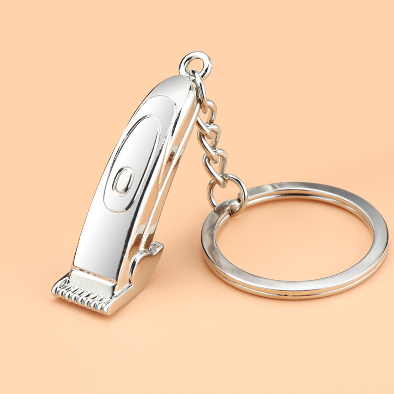 Creative Mini Hair Clipper Keychain Washing and Blowing Pendant Barber Shop Promotion Gift Hair Clipper Material Keychain