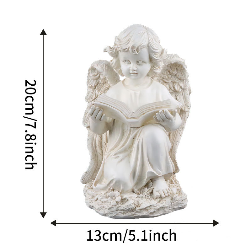   creative solar reading angel ornaments courtyard outdoor statue decorative resin crafts 