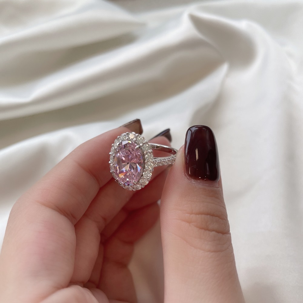 Fashion Oval Sterling Silver Plating Inlay Zircon Rings 1 Piece