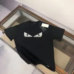 High-End Luxury Cross-Border FD New Style Chest Patch Little Monster Eye Embroidered Round Neck Unisex Short Sleeve T-Shirt