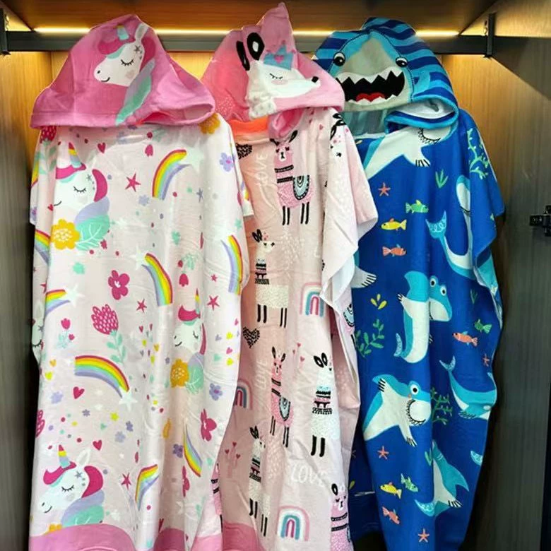 Трансграничная фабрика прямых продаж большой детский банный накидка для мальчиков и девочек с капюшоном халат плащ для плавания можно носить банные полотенца