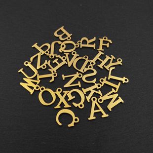 Cross-border 26 letters stainless steel English letter pendant capital single hole DIY necklace accessories mirror polished