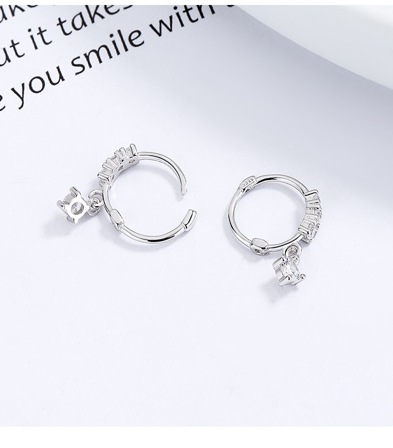Hoop Earrings Classification 1 Pair Quantity Daily Occasion 925 Sterling Silver Material 1 Pair 925 Sterling Silver Zircon 925 Sterling Silver Earrings Geometric Hoop Earrings