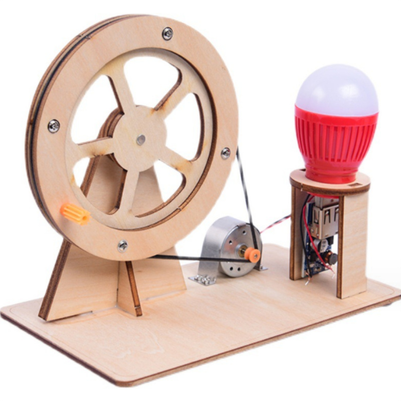 Tecnología pequeña producción generador de mano juguetes hechos a mano educativos para niños experimento científico energía física mecánica bombilla pequeña