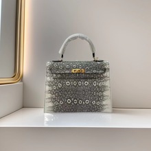 蜥蜴皮女包凯丽手提包单肩斜挎包时尚高档包真皮女经典款手工定制